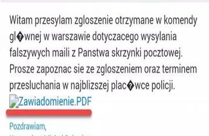 Policja otrzymuje coraz więcej zgłoszeń o wiadomościach wysyłanych przez „policję skarbową”.